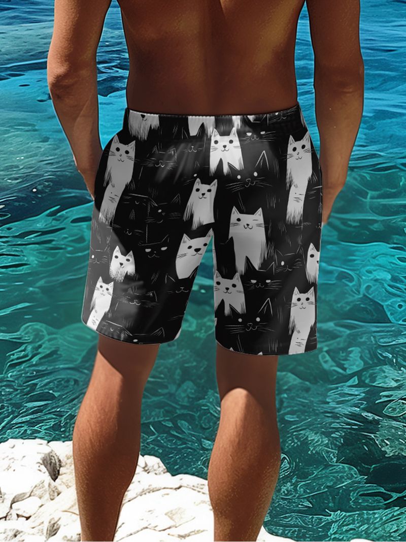 Unbeatable Quality New Cat Print Design Floral Plus Men's Fitness Running Sports Basketball Shorts_voghion.com