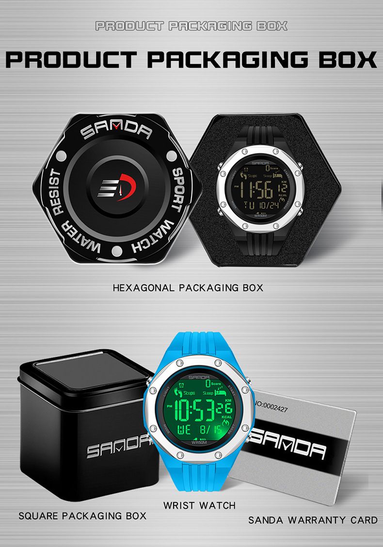 Multifunctional Digital Sports Watch With Night Light, Waterproof, Sleep Tracking, Step Counter, Calorie Counter, Alarm, Stopwatch, And Hourly Chime_voghion.com