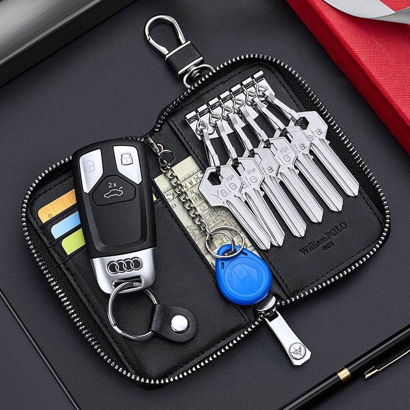 Paul Men's Genuine Leather 2023 New Fashion Waist Hanging Multifunctional Car Key Wallet Storage Card Holder Trendy_voghion.com