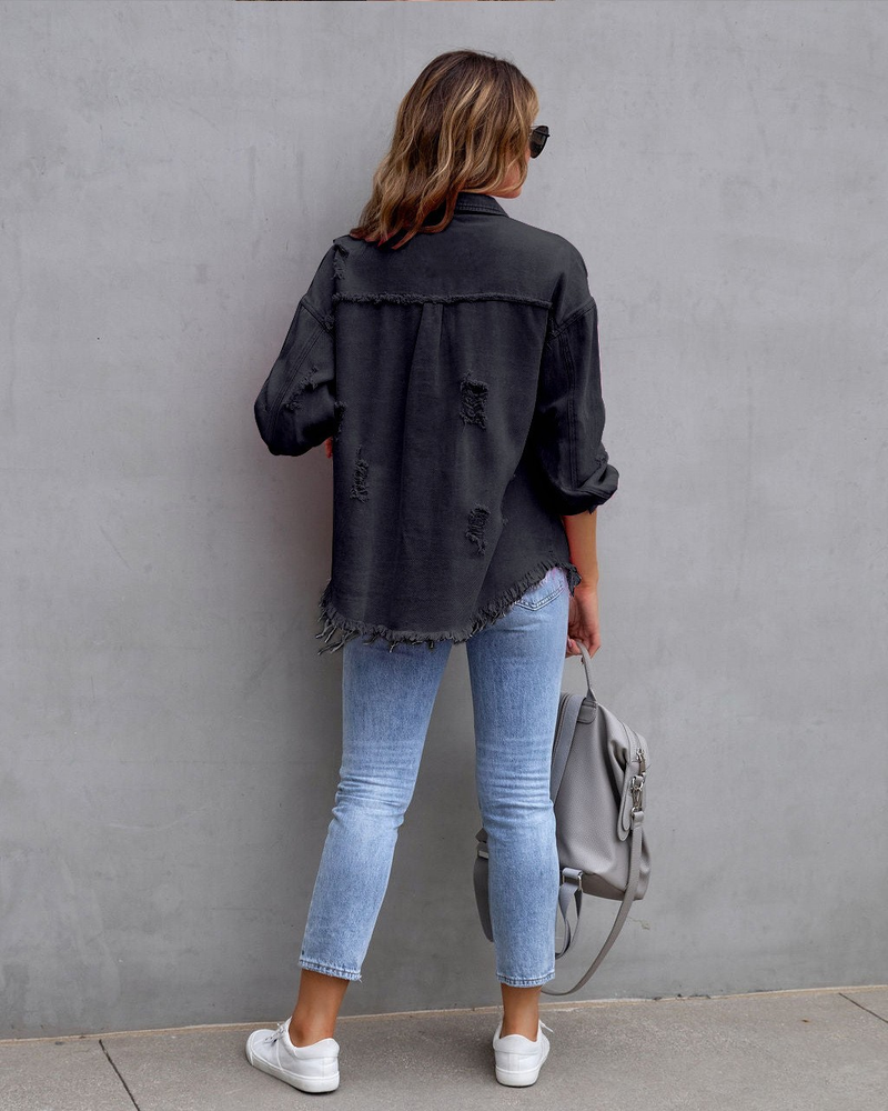 Lusumily Nueva Camisa Vaquera Estilo Primavera Otoño para Mujer Abrigo de Jean Casual para Mujer Ropa de Abrigo para Vacaciones Abrigo de Dama Estudiante_voghion.com