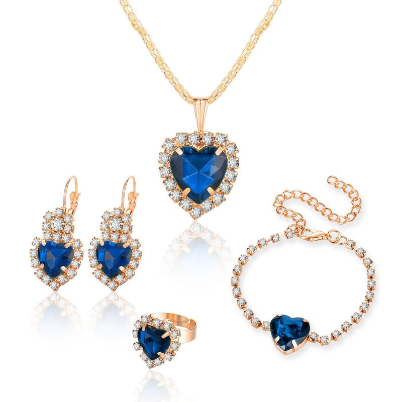 Collana con diamanti, orecchini, anello, bracciale, set di quattro pezzi, gioielli da sposa di alta qualità, borsa da sera, borsa da donna_voghion.com