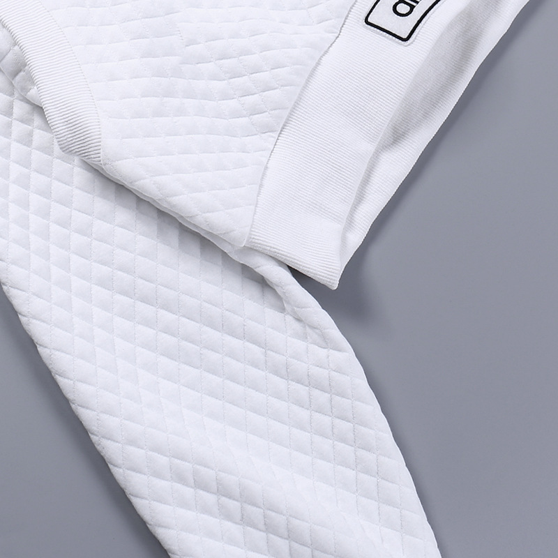 2023 Textur Checker Gefälschte Zwei Stück Mit Kapuze Pullover Shorts Set Herbst Mode Casual Sport Frauen_voghion.com