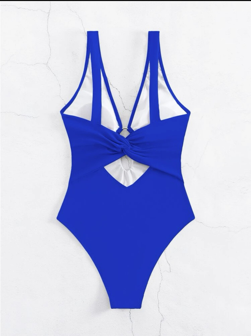 Maillot de bain une pièce bikini sexy, couleur unie_voghion.com