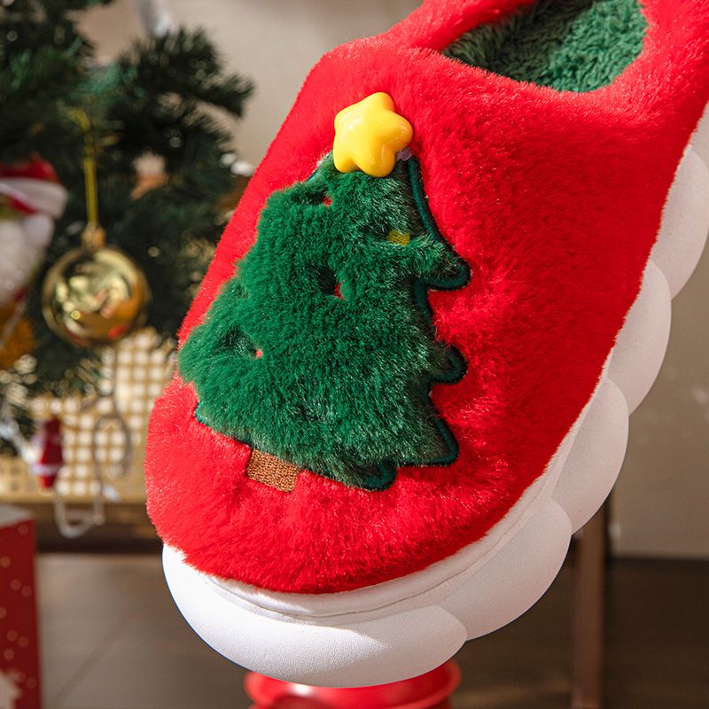 2024 New Christmas Tree Women's Home Unisex Autumn Winter Slippers Barcode Sticker Available_voghion.com