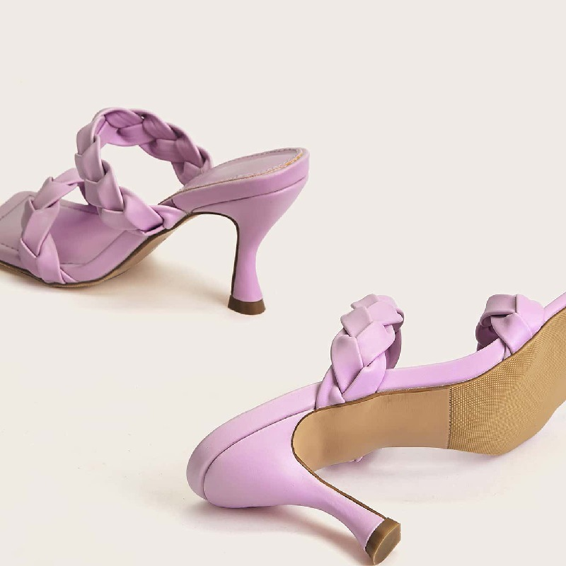 Women's Shoes office high-heeled sandals, slip-on convenient slippers, rope upper sandals cross-border factory_voghion.com