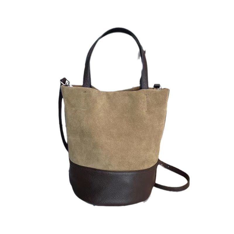 Borsa a tracolla da donna in vera pelle di vacchetta smerigliata, stile giapponese e coreano, con blocco di colore, stile GXF_voghion.com