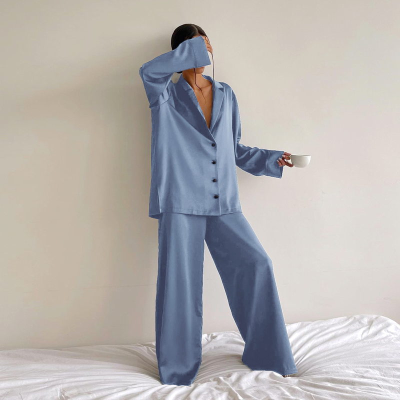 Women's solid color coat pantsuit_voghion.com