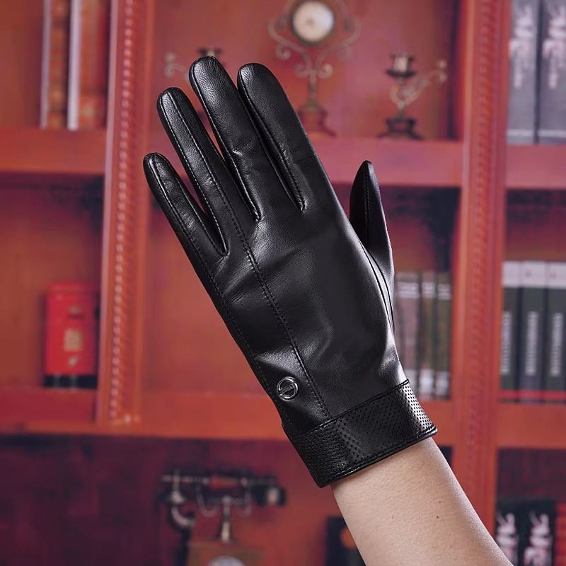 Guanti in pelle importati per equitazione all'aperto in inverno, guida con le mani strette, guanti sottili in pelle di pecora per uomo, touchscreen spesso per tenere al caldo_voghion.com