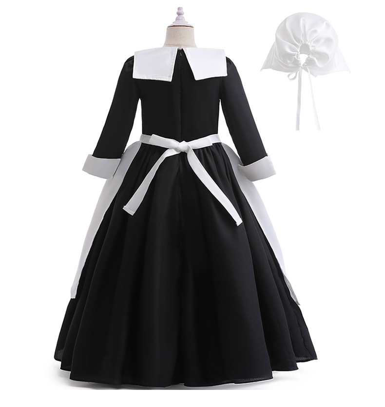 Girls Cosplay Wednesday Waitress Dress Dress Three-piece Long Dress Suit_voghion.com