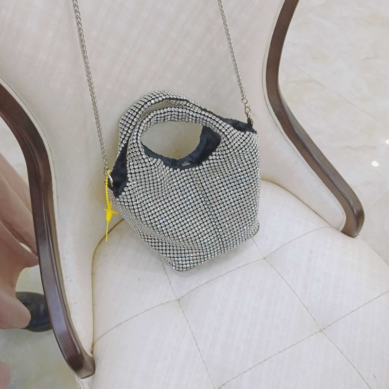 Damentasche, modische, hochwertige Diamantkette mit Strass, tragbarer Messenger für den Abend_voghion.com