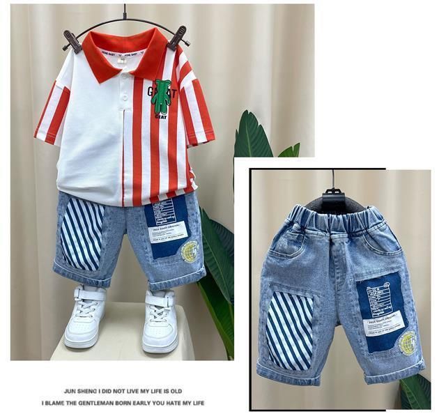 Boys Summer Polo Shirt Suits Male Baby Internet Celebrity Clothes Boys Korean Summer Clothes Children's Cool Short Sleeved Two Piece Suit_voghion.com