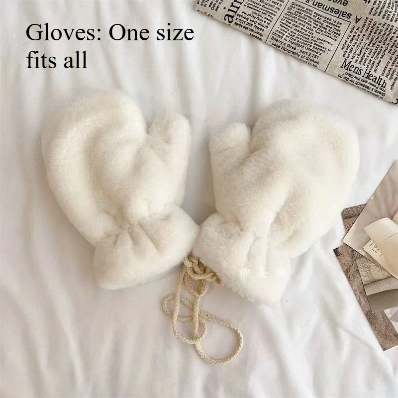 2025 Cute 3D Cartoon Plush Gloves With Neck Hanging And Thickened Velvet For Autumn And Winter_voghion.com