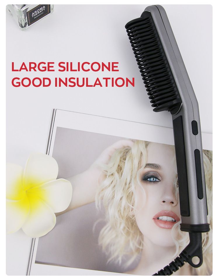 Spazzola lisciante per capelli a riscaldamento rapido - Strumento multifunzionale per lo styling per capelli lisci e senza crespo (tecnologia ionica, design portatile)_voghion.com