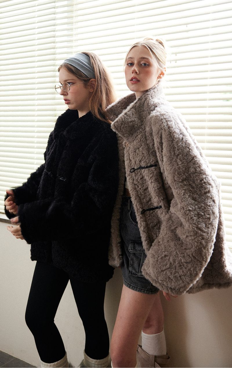 Beikastudios Sobekka American Style Shearling With Turn-Down Collar, Casual Thickened Fur Coat_voghion.com