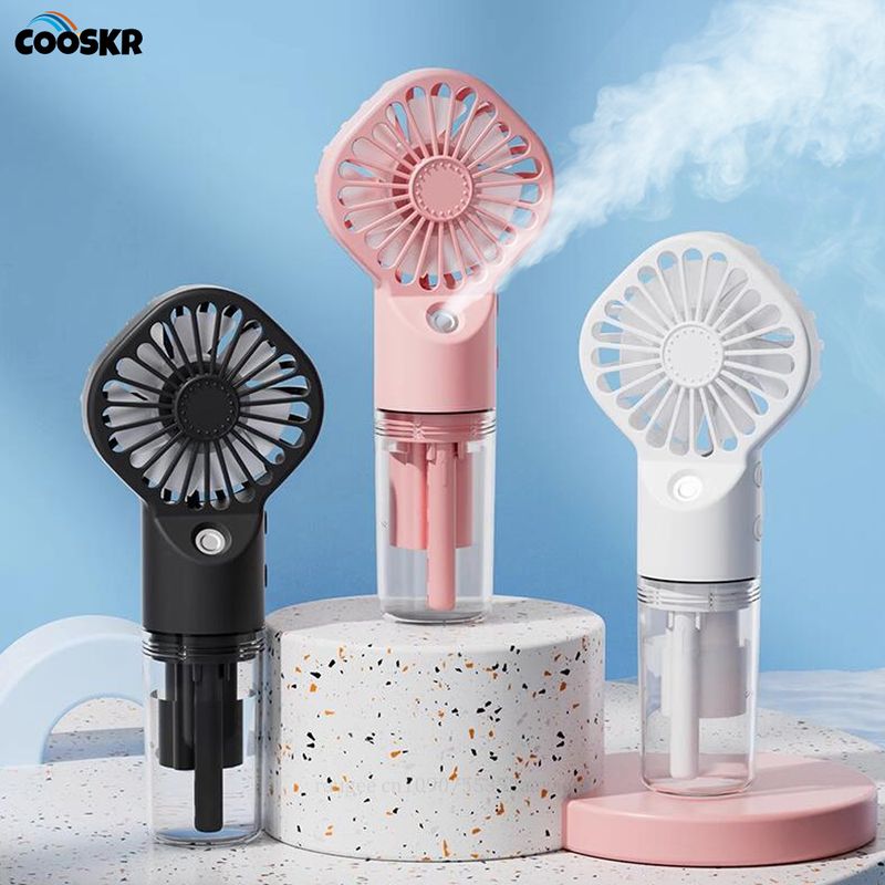 Portable Handheld Mini Humidifier 4 Speeds Powerful Wind USB Rechargeable Water Spray Mist Outdoor Small Fan_voghion.com
