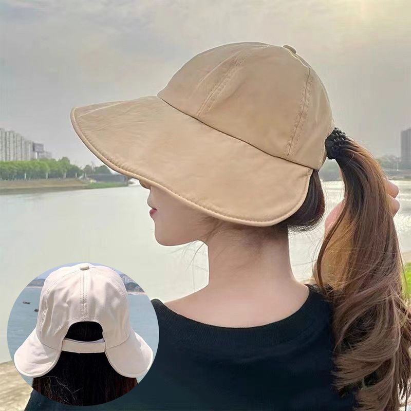 Summer Wide Brim Sunhat Women Sun Hats Foldable Adjustable Outdoor Beach Bucket Hat UV Protection Visors Fisherman_voghion.com