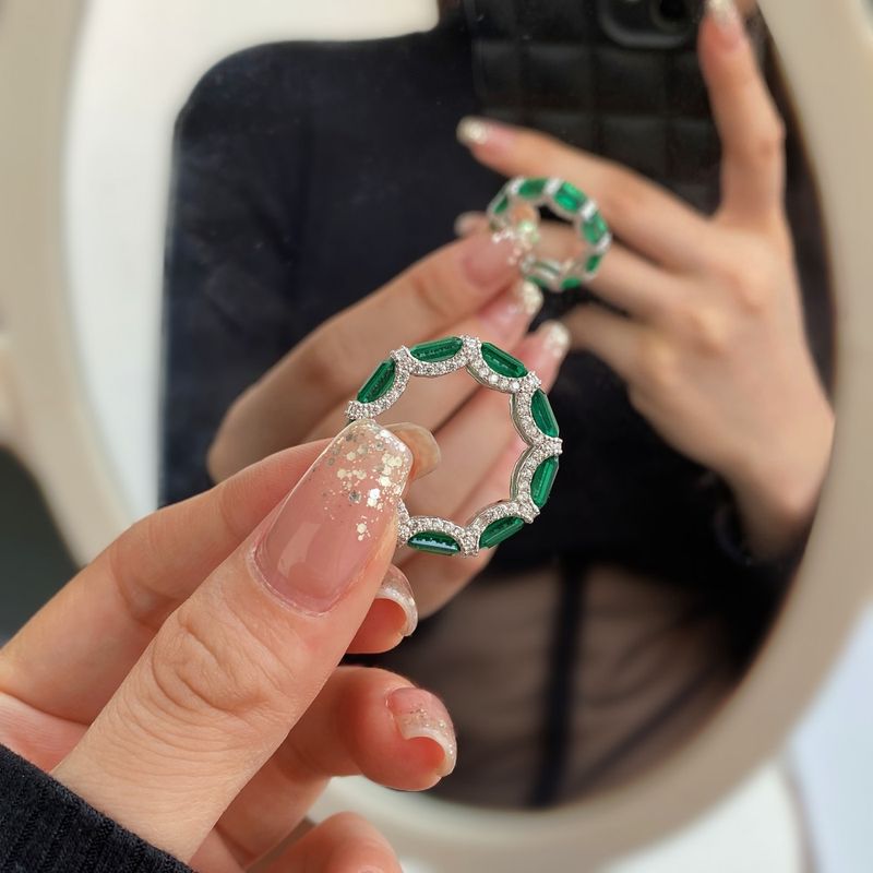 Heiße Verkäufe Heiße Verkäufe TBCYD Smaragd High Carbon Diamant Eternity Ringe Für Frauen S Sier 5A Zirkon Edelstein Hochzeit Band Finger Ring Fein_voghion.com