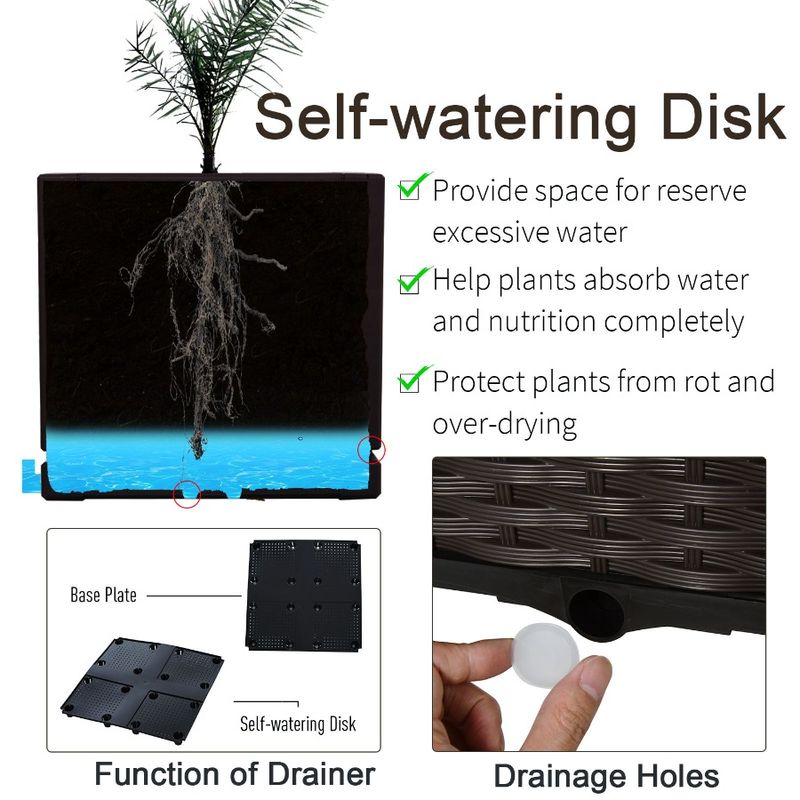 Piece To Raised Grow Box Planter SelfWatering Garden With Flowers Legs Vegetables Raised 1 Bed Herbs Bed Brown_voghion.com