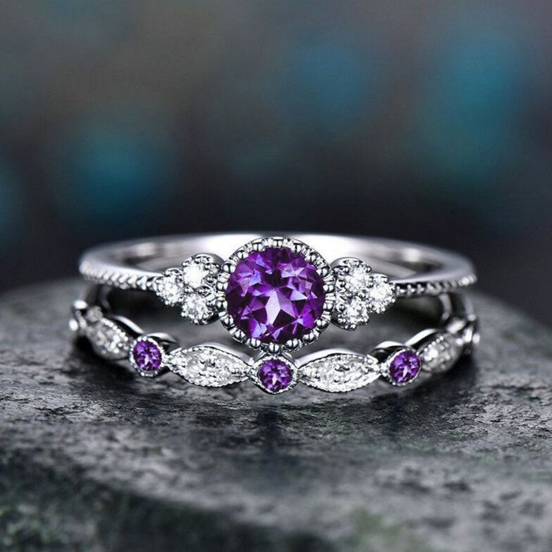 Neue Mode Zirkon frauen Ring Set Von Zwei Micro Gepflasterte Grün Edelstein Ringe Schmuck_voghion.com