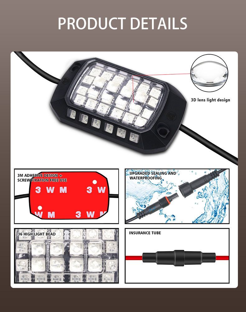 luci telaio auto 36 luci fuoristrada auto berlina lenti 3D luci telaio 12v doppio controllo luci atmosfera luci di benvenuto_voghion.com