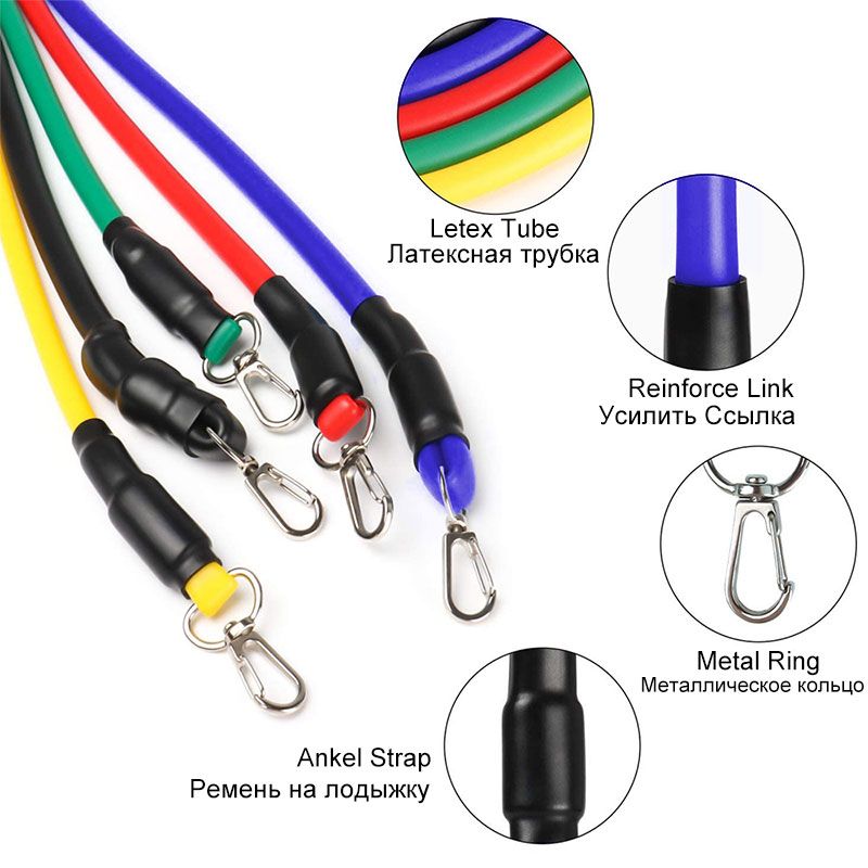 16Pcs Resistance Bands Set Expander Yoga Exercise Fitness Rubber Tubes Band Stretch Training Home Gyms Workout Elastic Pull Rope_voghion.com