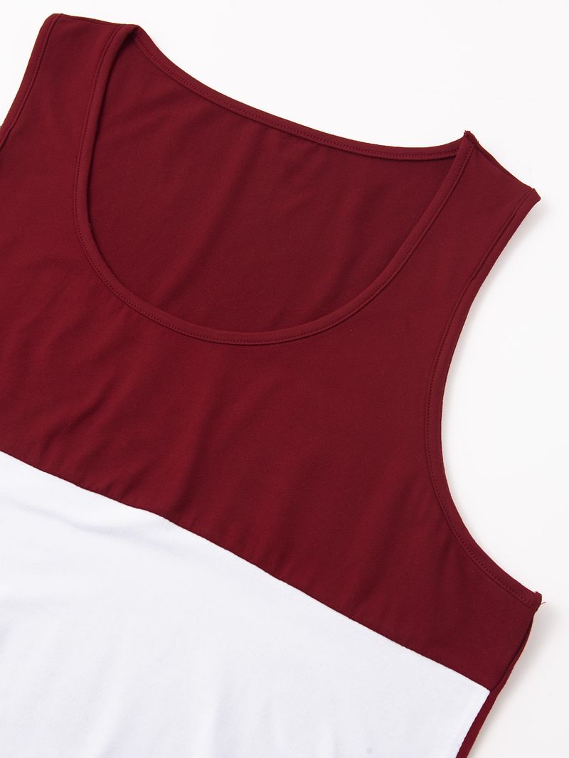 Chaleco deportivo holgado para hombre con costuras en contraste de colores para correr_voghion.com