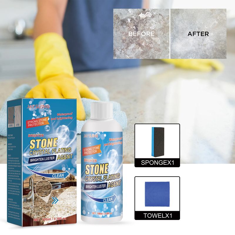Stone countertop crystal plating agent, kitchen quartz tile scratch repair cleaning stains brightener_voghion.com
