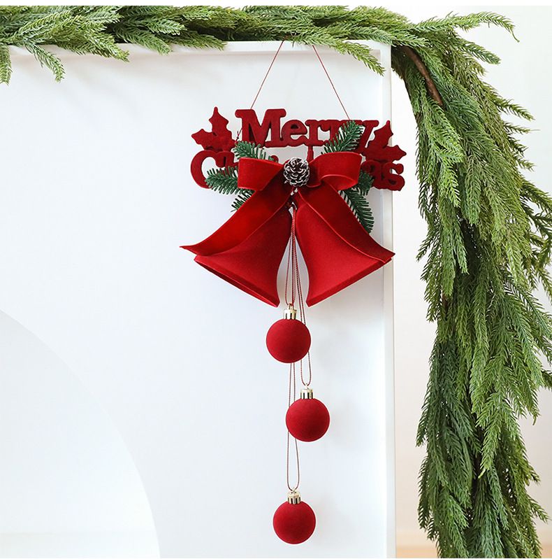 Flocked Christmas Ornaments Set – Nordic Bells, Bows & Customizable Decor For Trees & Windows_voghion.com