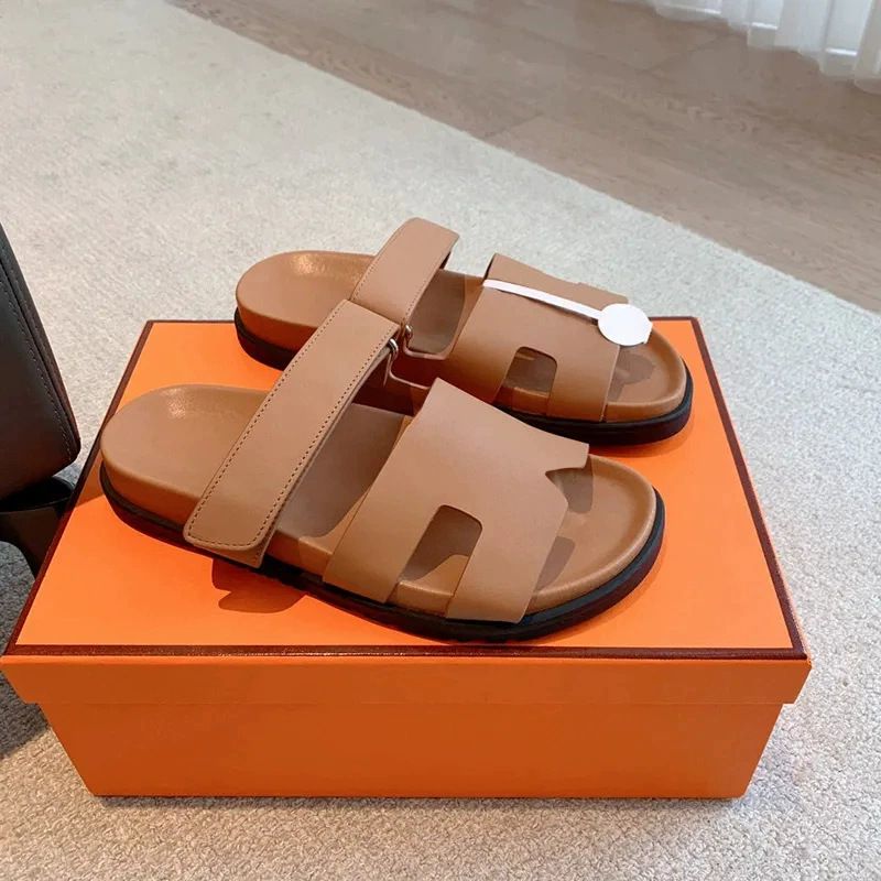 Paar-Stil für den Sommer, H-förmige echte Leder zwei Herren-Sh, modische und vielseitige flache Boden Strand_voghion.com