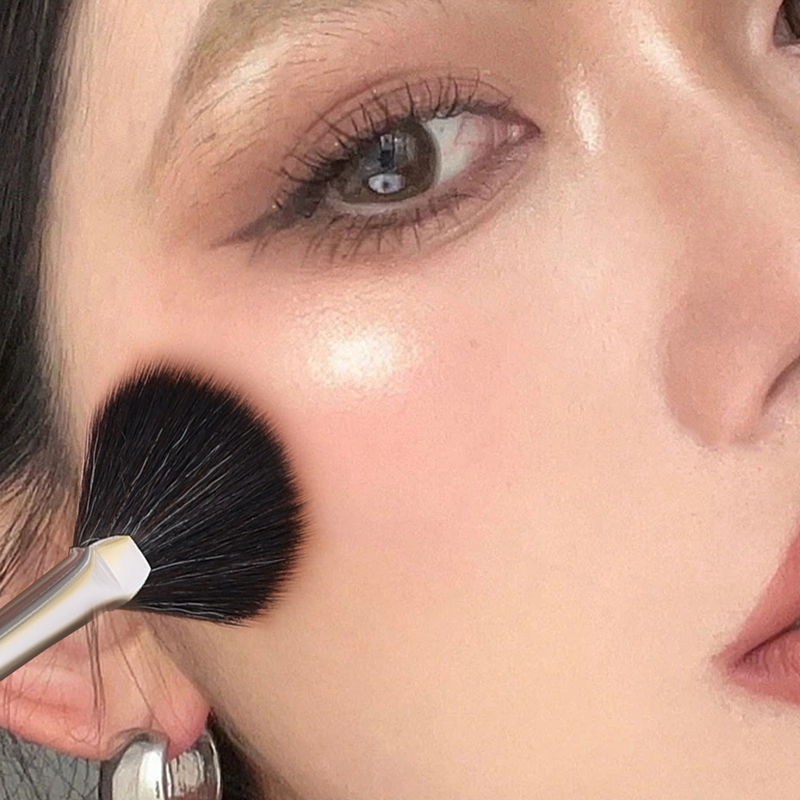 Fan Soft Pudder Pudder Rouge Highlighter Kvinder Sort Håndtag Makeup Makeupværktøj Makeup Ansigtsmakeup_voghion.com