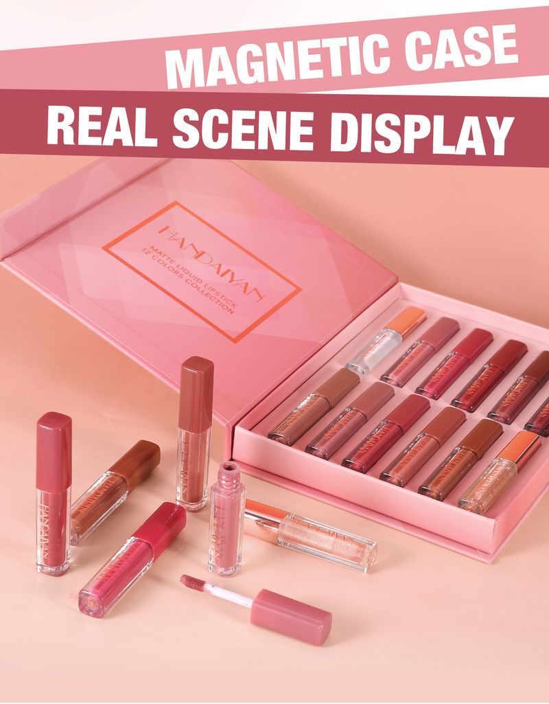 HANDAIYAN Square Tube Lip Gloss Set - Waterproof, Easy To Apply, Pearl & Matte, Long-Lasting_voghion.com
