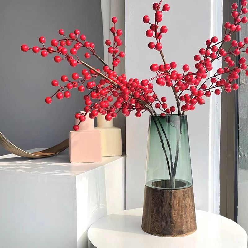 Composizione floreale alta in vetro trasparente, lunga, speciale, ramo fresco essiccato, vaso di salice di neve_voghion.com