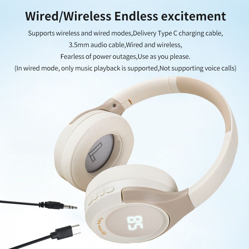 Słuchawki Bluetooth, bezprzewodowe, montowane na głowie, wyświetlacz głośności i poziomu naładowania baterii, składane gniazdo karty, bardzo długi czas czuwania,_voghion.com
