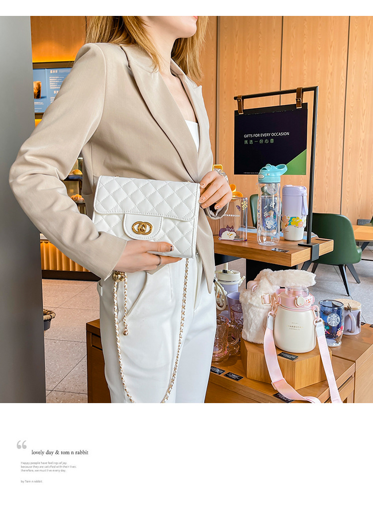 2023 New Women's Fragrant Wind Lingge Golden Ball Chain Crossbody Versatile Small Square Bag One Shoulder_voghion.com