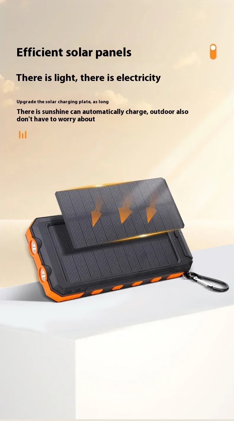 20000 MAh Solar-Po Large Capacity, Portable Charger, Compatible With IOS Android USB-A And USB-C Fast Charging_voghion.com