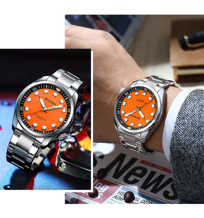 Montre homme CURREN 8451, étanche, bracelet en acier, montre à quartz pour homme, montre d'affaires pour homme_voghion.com