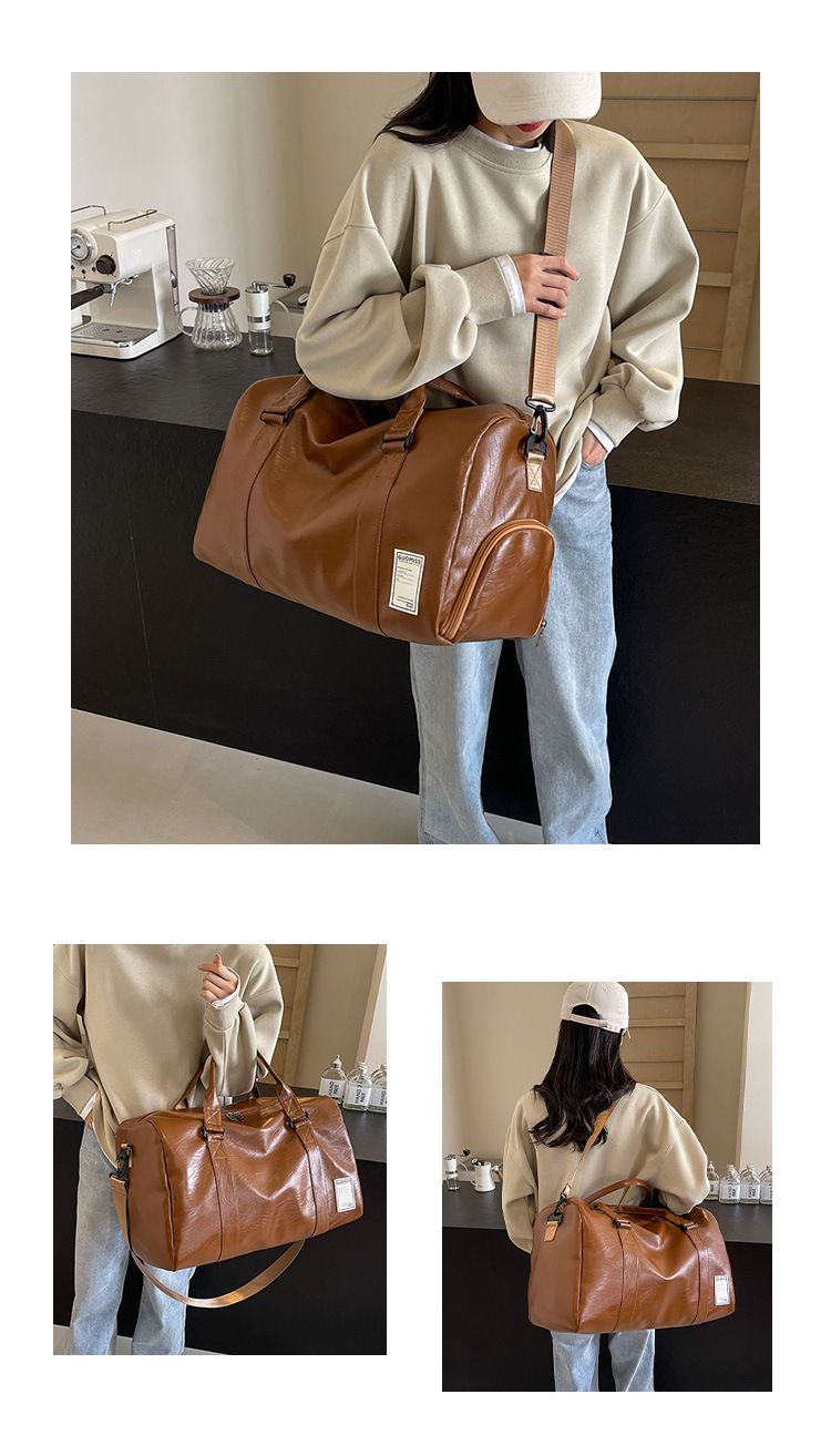 Borse da uomo Borsa da viaggio in pelle per uomo con separazione tra asciutto e bagnato, borsa da viaggio d'affari di grande capacità, borsa a tracolla in morbida pelle testurizzata, retrò_voghion.com