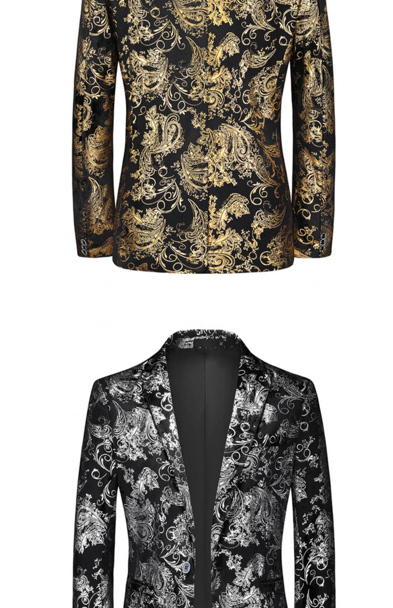 2024 New Men's Casual Spring and Autumn Fashion Gold Stamping Slim Fit Long sleeved Single breasted Suit_voghion.com