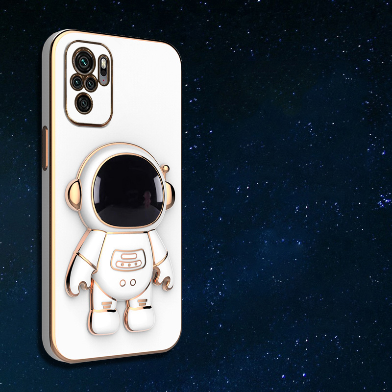 Astronaut Bracket Plating Phone Holder Case for Xiaomi Redmi Note 10 11 9 Pro Max 10S 11S 9S 9A 9C 4G 5G Stand Soft Back_voghion.com