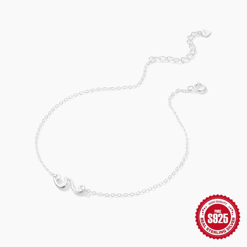 Fashion Summer Style S Pure Silver Adjustable Wave Shape Personality Versatile Daily Small Anklet_voghion.com