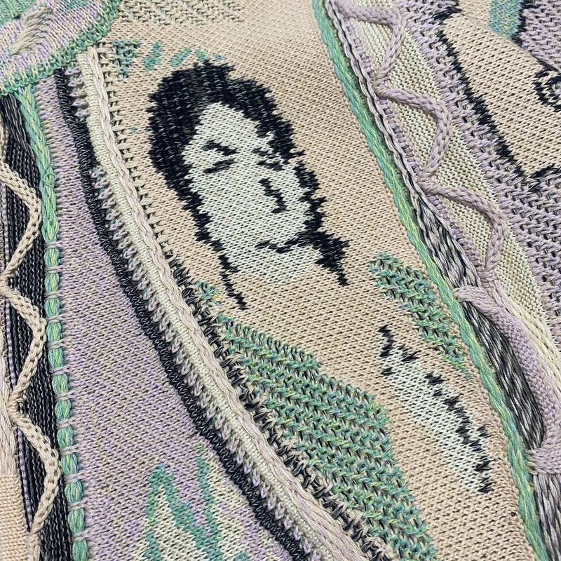 Maglione girocollo lavorato a maglia in stile etnico a contrasto vintage, con ritratto, in jacquard, taglia grande_voghion.com