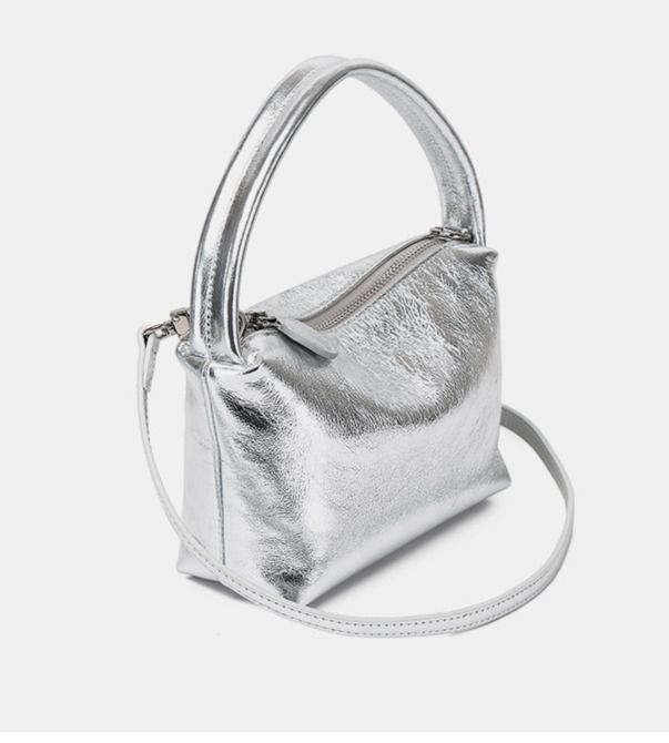 Borsa per il pranzo in vera pelle screpolata lucida di nicchia coreana del 2024, borsa a mano alla moda in pelle di mucca da donna, monospalla_voghion.com