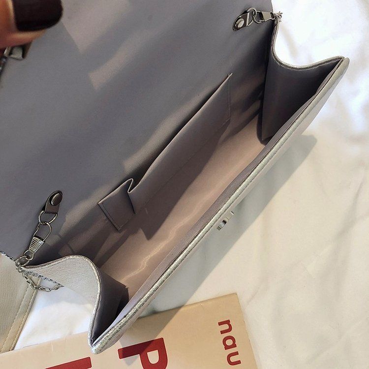 Dinner Handheld Bag Fashionable Diagonal Straddle Grasping Sequins PU Leather Magnetic Buckle Flash Material Women's_voghion.com