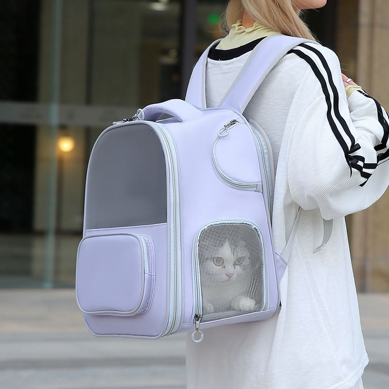 Cross-Bord Outdoor Tragbarer Haustierrucksack Transparenter Oxford-Stoff Multifunktional Großes Fassungsvermögen Erweiterbar Katzenrucksack_voghion.com