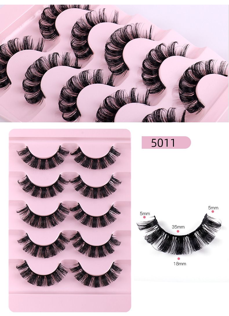 Hot-Selling 5-Pair Set Russian Curl D-Curve False Natural Dense Fluffy Curled Eyelashes_voghion.com