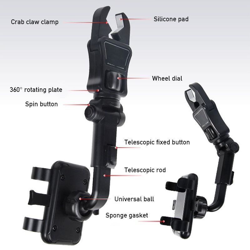 Supporto per telefono cellulare per auto Supporto GPS Supporto per specchietto retrovisore Supporto per smartphone Supporto per telefono cellulare Accessori di supporto portatili_voghion.com