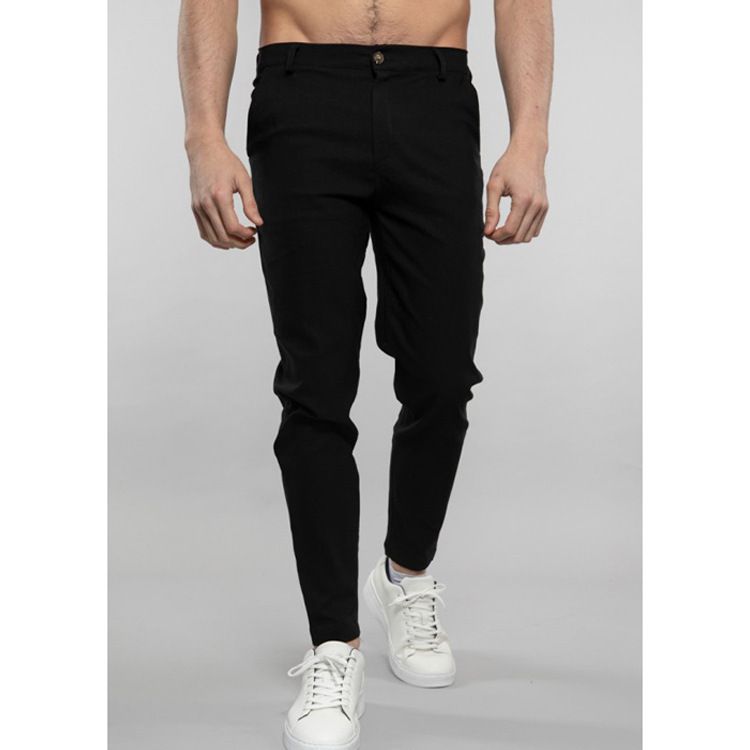 Vêtements pour hommes, tendance, couleur unie, coton, décontracté, petit pied, jambe droite_voghion.com