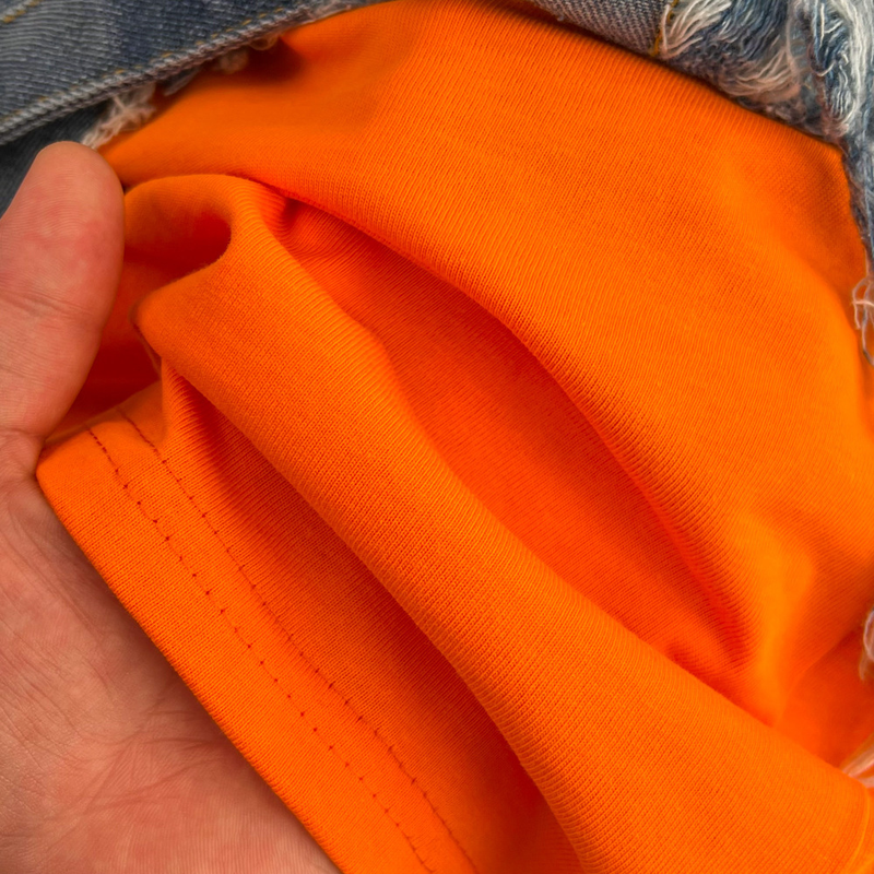 Taille Tailliert Rundhals Color Block Jeanshemd Chic Casual Mittellang_voghion.com