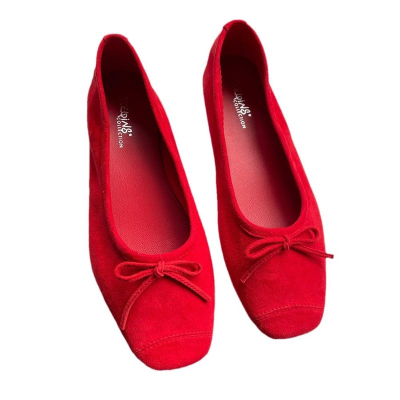 Niche Reqins Ballettschuhe aus echtem Leder, französischer Retro-Stil, flach, eckige Zehenpartie, Schleife, Tanzschuhe für Damen_voghion.com