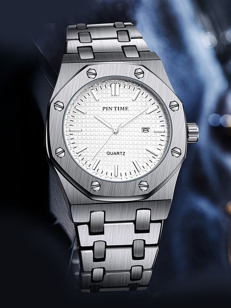 Orologio da uomo in acciaio al quarzo impermeabile ottagonale di alta qualità con cinturino in pelle AP, marchio svizzero, per uomo_voghion.com